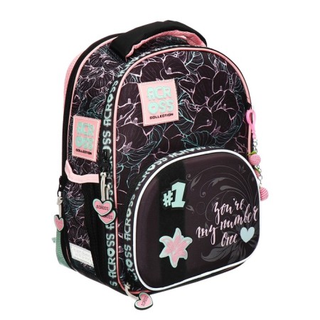 Frame backpack 37 x 28 x 12 cm, Across 194, filling: bag, pencil case, violet ACR22-194-9-1