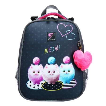 School backpack 38 x 30 x 16 cm, ergonomic back, Stavia "Fluffy", gray-2