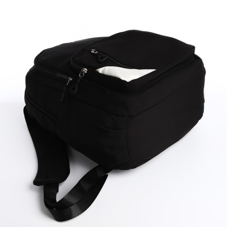 Youth backpack from textiles, 2 departments, 3 pockets, black color-4