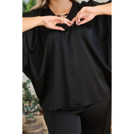 Female suit, size 48, black color-1