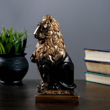Figure "Leo with a shield" bronze 10x7x21cm-4