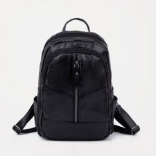 Women's backpack made of artificial leather with lightning, black color
