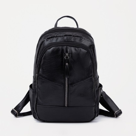 Women's backpack made of artificial leather with lightning, black color