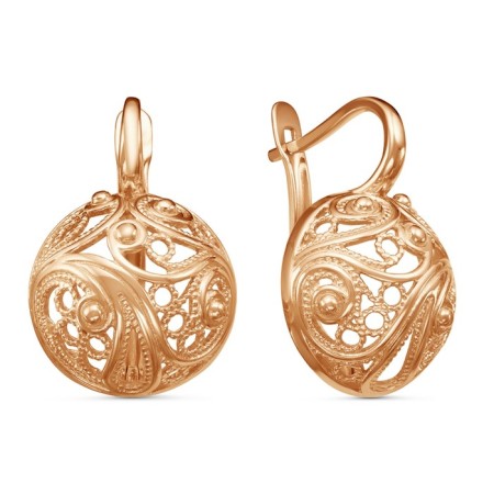 Earrings "Sphere", pink gilding