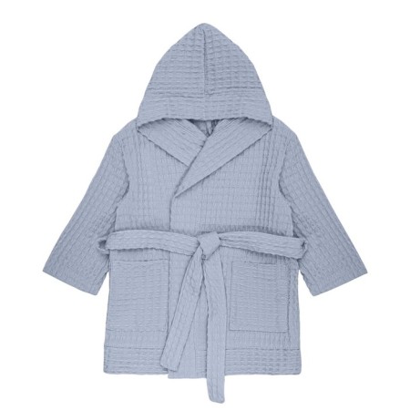 Baby waffle robe, height 104-116 cm, blue color