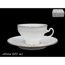 A cup with a saucer Lenardi Maria Gold, 200 ml
