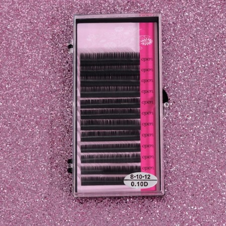 A set of eyelashes for building 8, 10, 12 mm, thickness 0.10, bend D, 12 rows-3