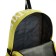 A backpack with a zipper, an outer pocket, 2 side pockets, yellow color