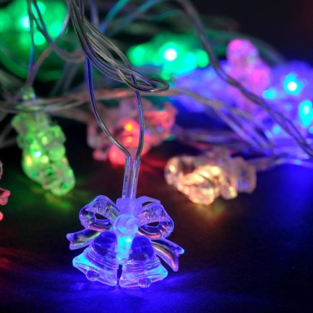 Garland “thread” 5 m with nozzles “Two bells”, IP20, transparent thread, 20 LED, glow of multi (RG/RB), blinking, 220 V-2