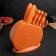 A set of kitchen knives on a stand, 8 knives, knife, scissors, orange color
