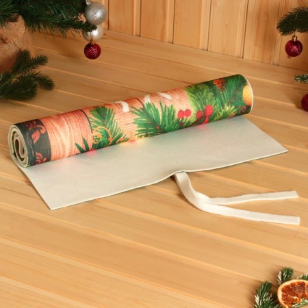 Rug-lane with a print "Happy New Year, with a light steam", 50x155 cm-2