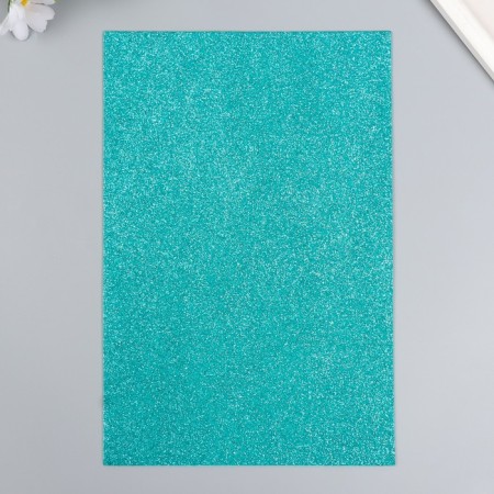 Foamiran glitter 2 mm 20x30 cm, turquoise-2