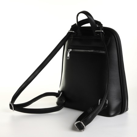 City backpack of artificial leather with lightning, black color-1