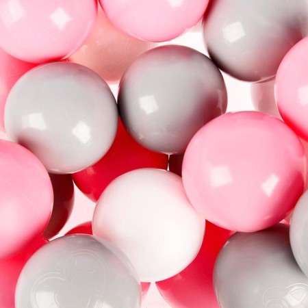Balls for dry pool with a pattern, ball diameter 7.5 cm, set 150 pieces, pink, white, gray color-4