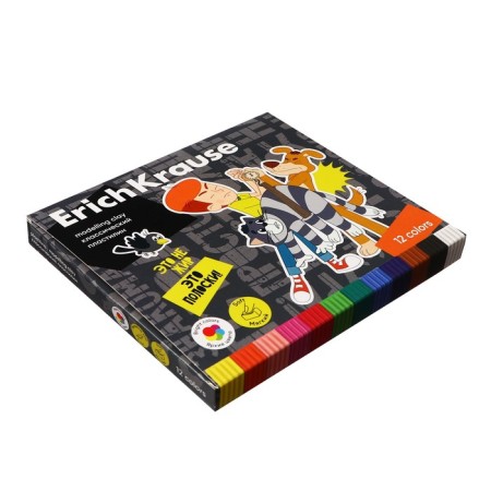 Plasticine 12 colors, 180 g, Erichkrause "Prostokvashino", with a glass, in cardboard packaging-4