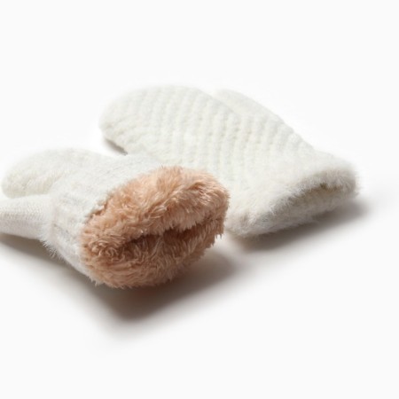 Baby mittens on the claim Minaku with the edge of 15 cm white-2