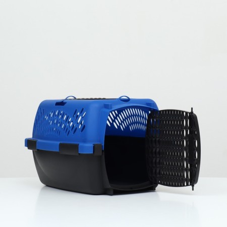 Carriage for animals with a plastic door, 40 x 32 x 26, blue-6