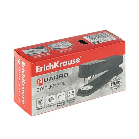 Степлер ErichKrause Quadro, № 24/6, 26/6, до 30 листов, МИКС-2