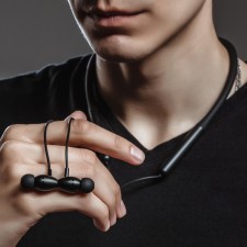 V-21 headphones, wireless, vacuum, microphone, BT5.0, 150 mAh, with a rim for the neck, black