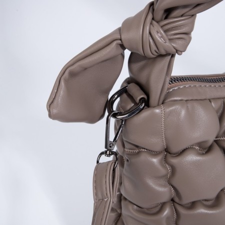 Load bag with zipper, long belt, beige color-4