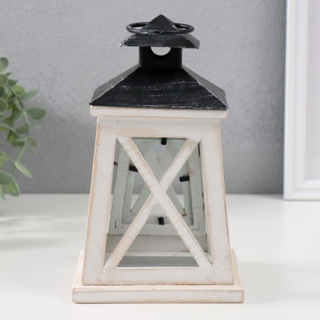 Summary tree on 1 candle "Lantern Trapezius" white aged 12.5x12.5x21 cm-3