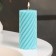Candle-cylinder "Spiral", 5x10 cm, turquoise, 6 hours