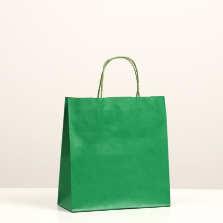 Craft package, green velvet, with twisted handles, 25 x 12 x 27 cm-2