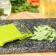 Vegetable engine - Shinkovka with interchangeable nozzles and a shares container, 6 nozzles, 14 × 12.5 × 38.1 cm, white, green color