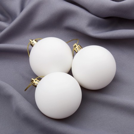 Set of balls plastic D-5.5 cm, 3 pcs "matte" white