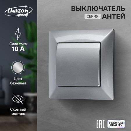 Luazon Lighting "Antei" switch, 10 A, 1 key, hidden, silver