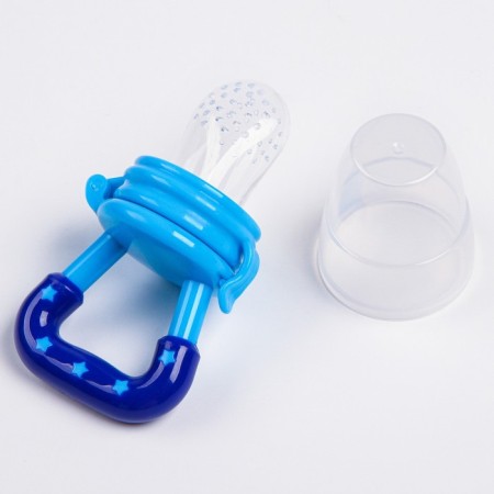 Nibbler for feeding, with silicone mesh, in a container, blue color-1