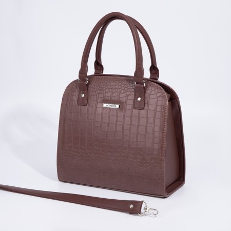 Women's bag El Masta with a zipper, outer pocket, long belt, coffee color-2