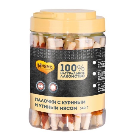 Mnyams treat for dogs with chicken and duck meat, 340 g