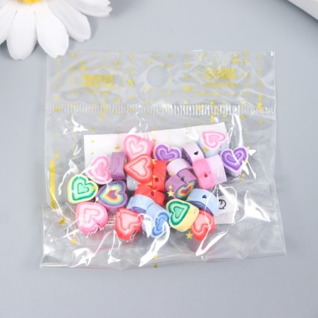 Beads for PVC Creativity "Colorful hearts" set 25 pcs 0.5x0.9x1 cm-2