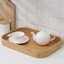 Tray with handles of the share Striata, 40 × 28 × 4.5 cm, bamboo