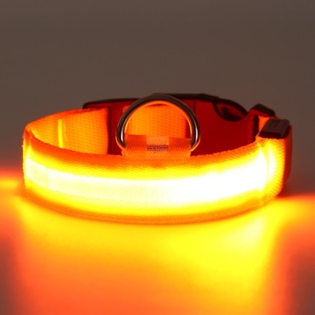 Collar with backlight size m, osh 40-48 x 2.5 cm, 3 glow modes Orange-3