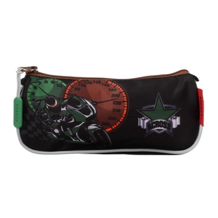 Frame backpack 39 x 29 x 17 cm, Across 410, filling: bag, pencil case, black/green ACR22-410-1-14