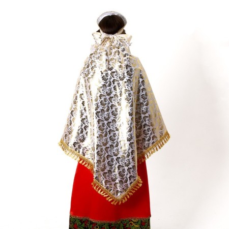 Carnival set: scarf, kokoshnik, gold on white-2