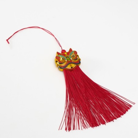 Textile suspension, plastic "Chinese lion" red 2x4x14 cm-3