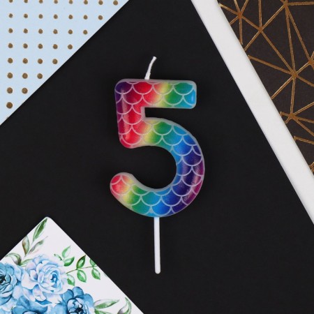 Candle for the cake, number "5", multi -colored, 5.5 x 8 cm.-2