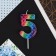 Candle for the cake, number "5", multi -colored, 5.5 x 8 cm.