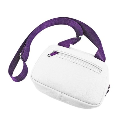 Female bag, artificial leather, white/purple 21x7x14 cm-1