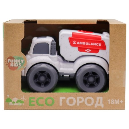 Eco-machine Funky Toys "Ambulance", white color, 10 cm-1