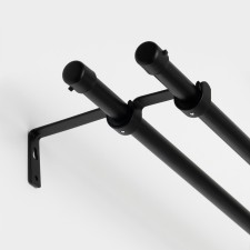 Benchy Twesscopic two-row forged cornice, metal, 160-300 cm, black color