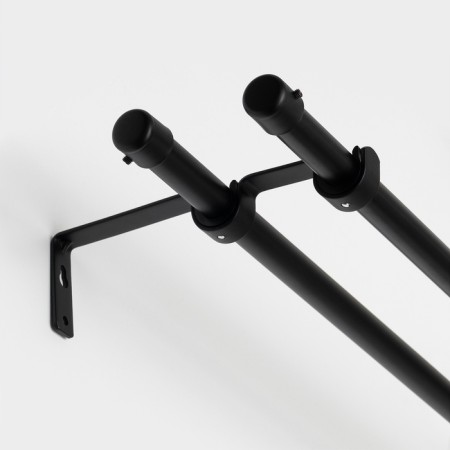 Benchy Twesscopic two-row forged cornice, metal, 160-300 cm, black color