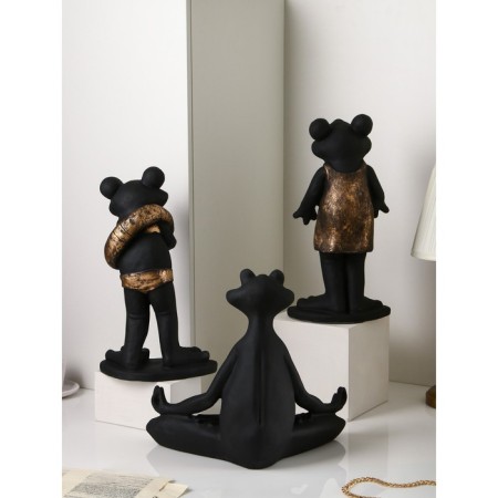 Set of figures "Frog", Polystone, 38 cm, black-gold color-1