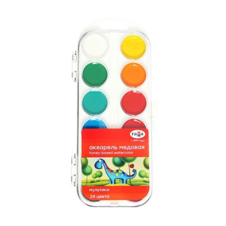 Watercolor 24 colors, "gamma" "cartoons", without a brush, in a plastic box-4