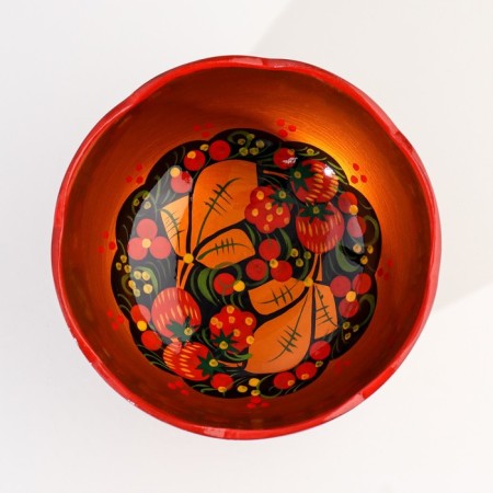 Salad bowl, carved, 15-16 × 7 cm, Khokhloma-4