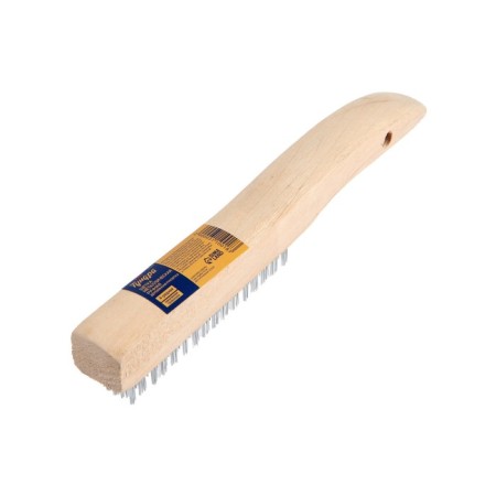 Metal manual tundra brush, hardened wire, wooden handle, 4-row-7