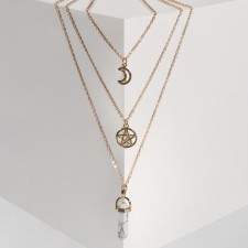 Pendulum pendulum and pentagram, white color in gold, 52 cm